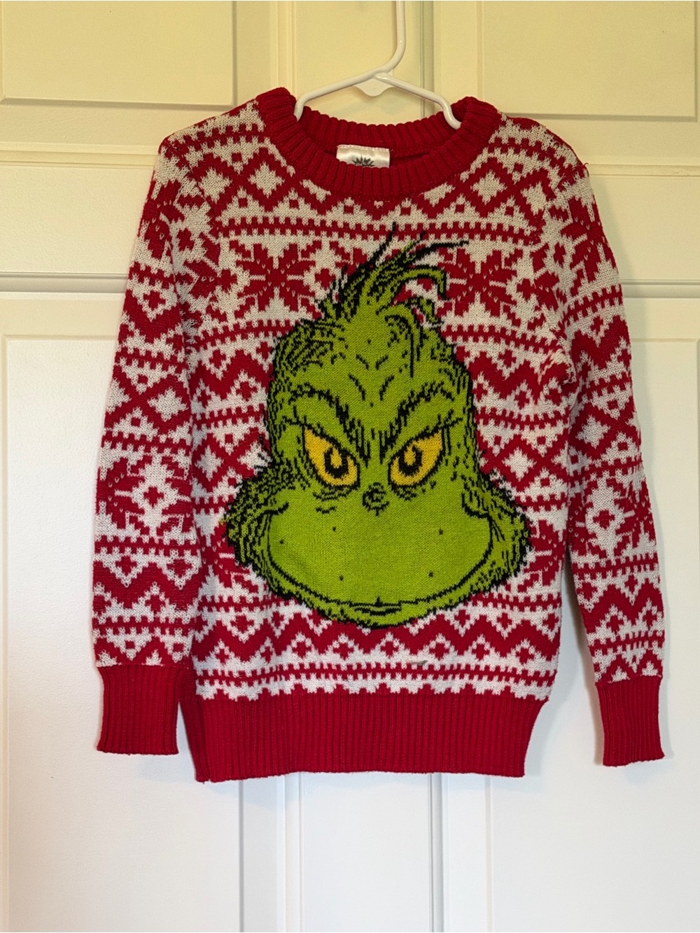 Red & White Kids Grinch Holiday Sweater